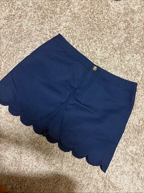 Lilly Pulitzer Navy Scallop Hem High Waist Shorts